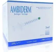 JERINGA 3 ML AZUL 23GX25MM 100 PZAS AMBIDERM
