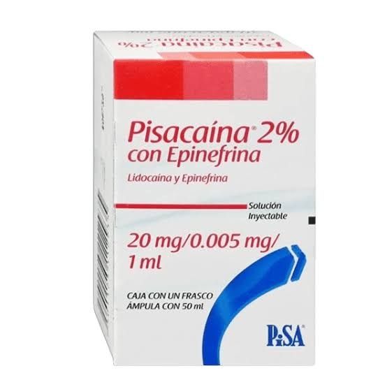 PISACAINA 2% CON EPINEFRINA 20-0.005 MG/1 ML FCO SOL 50 ML