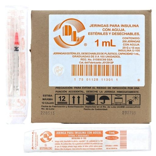 JERINGA INSULINA 1 ML 29GX13MM 200 PZAS DL