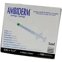 JERINGA 5 ML NEGRA 22GX32MM 100 PZAS AMBIDERM