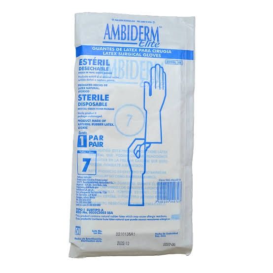 GUANTES LATEX ESTERIL CIRUGIA TALLA 7 PAR AMBIDERM