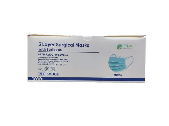 CUBREBOCAS TRICAPA TERMOSELLADO 50 PIEZAS AZUL 3 LAYER SURGICAL MASKS
