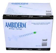 JERINGA 3 ML NEGRA 22GX32MM 100 PZAS AMBIDERM