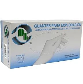GUANTE LATEX EXPLORACION NO ESTERIL MEDIANO 100 PZAS DL