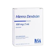 HIERRO DEXTRAN 100 MG/2 ML 3 AMP IM, IV PISA