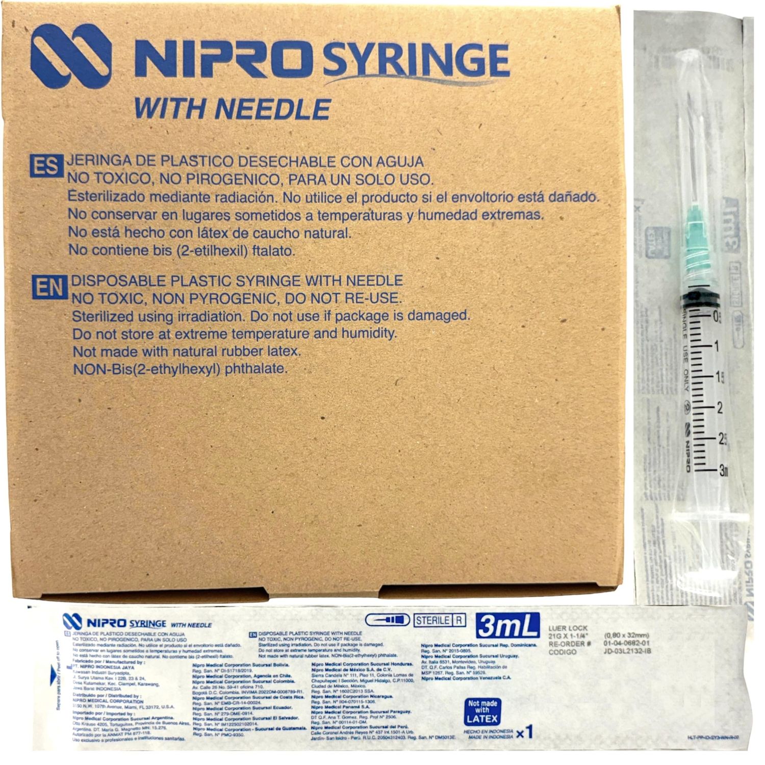 JERINGA 3 ML VERDE 21GX32MM 100 PZAS NIPRO