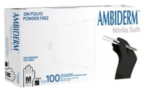 GUANTE MEDIANO NO ESTERIL NEGRO 100 PIEZAS AMBIDERM NITRILO