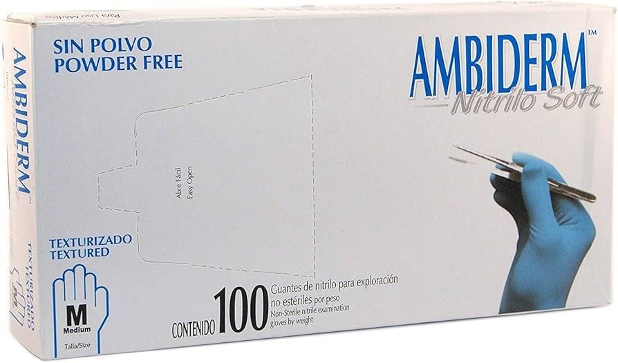GUANTE MEDIANO NO ESTERIL AZUL 100 PZAS AMBIDERM NITRILO SOFT