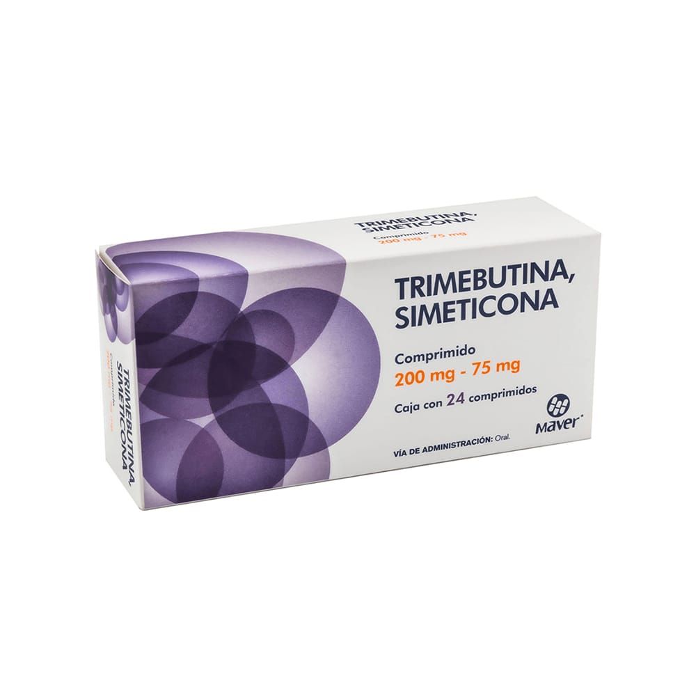 TRIMEBUTINA, SIMETICONA 200/75 MG 24 COMPR MAVER