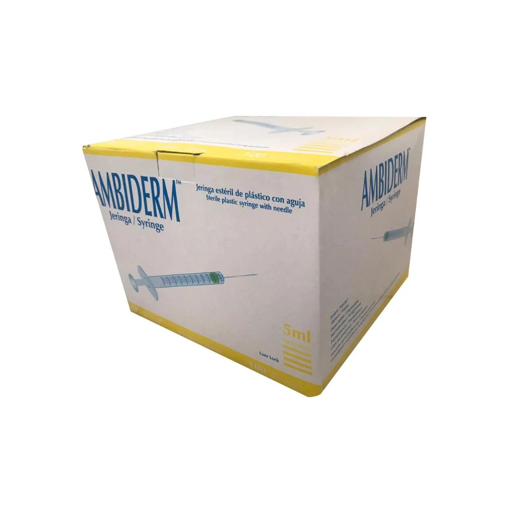 JERINGA 5 ML AMARILLA 20GX38MM 100 PZAS AMBIDERM