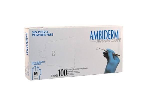 GUANTE MEDIANO NO ESTERIL AZUL 100 PZAS AMBIDERM NITRILO SOFT