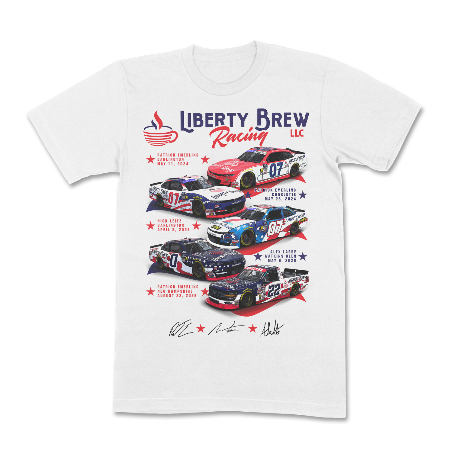 Liberty Brew Coffee Racing Heritage Tee 🇺🇸☕🏁