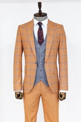 Orange/Light Blue Business Suit