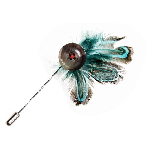 Feathered Button Lapel Pin