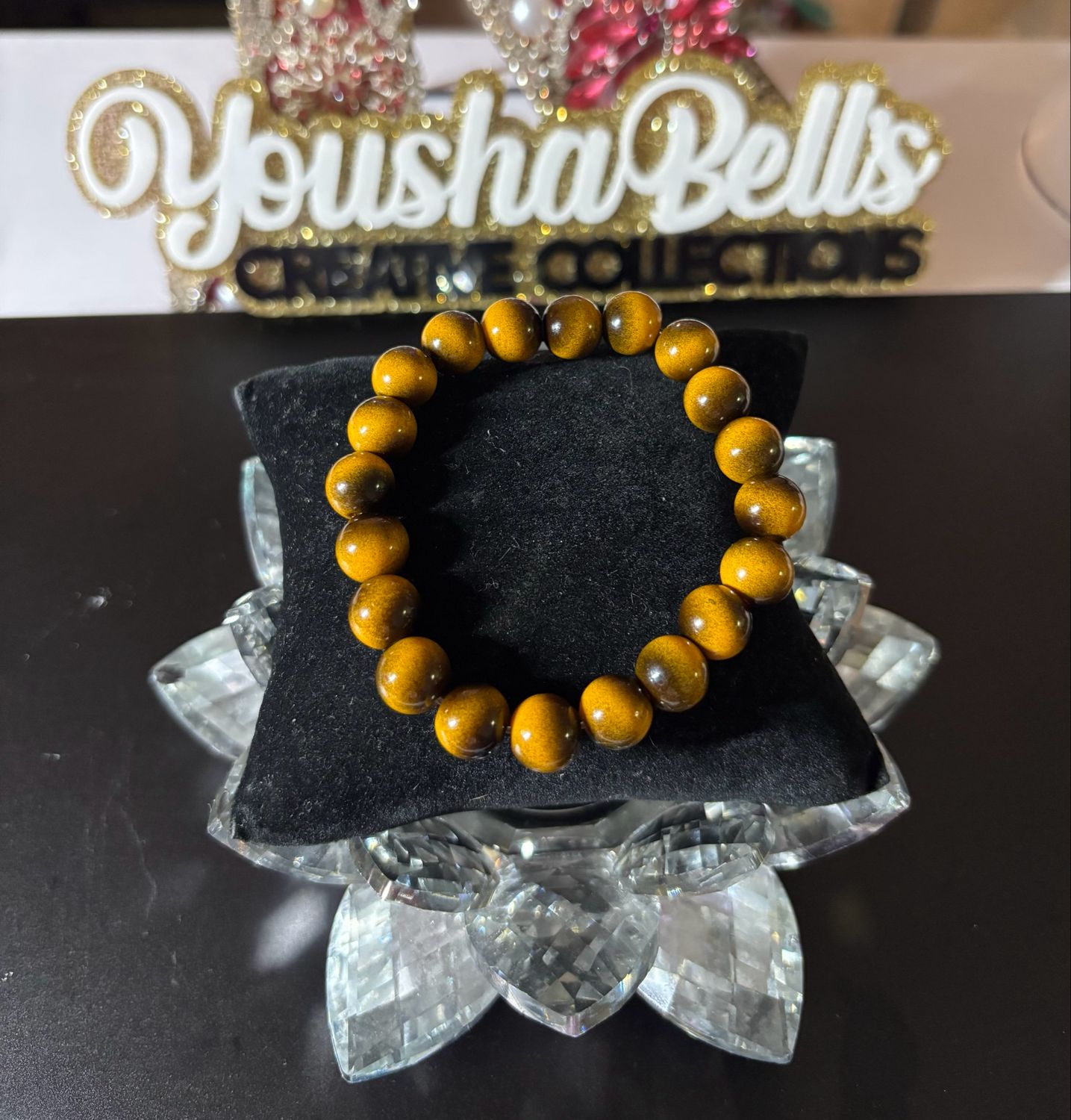 Yellow-Black Tiger Eye Round Smooth