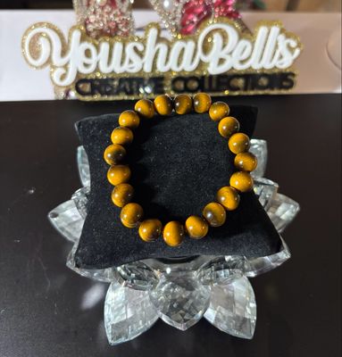 Yellow-Black Tiger Eye Round Smooth