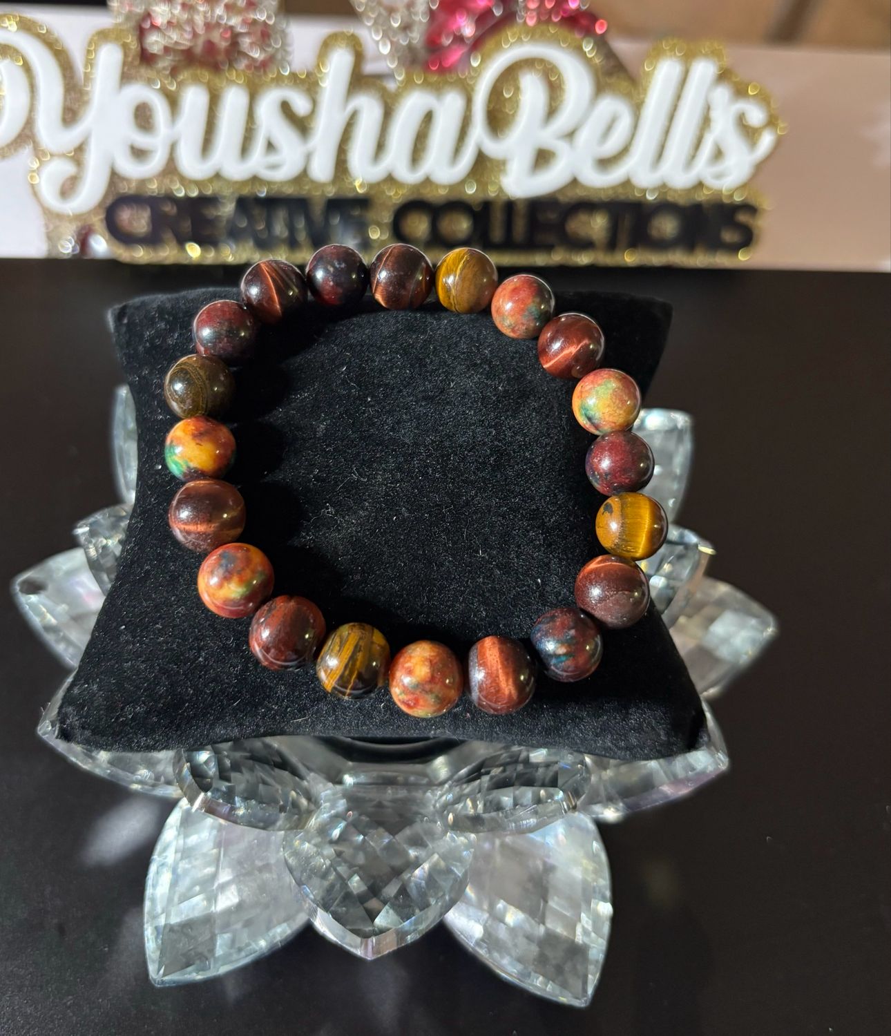 Natural Stone Dragon Vein Agate Beaded Bracelet