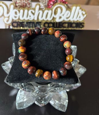 Natural Stone Dragon Vein Agate Beaded Bracelet