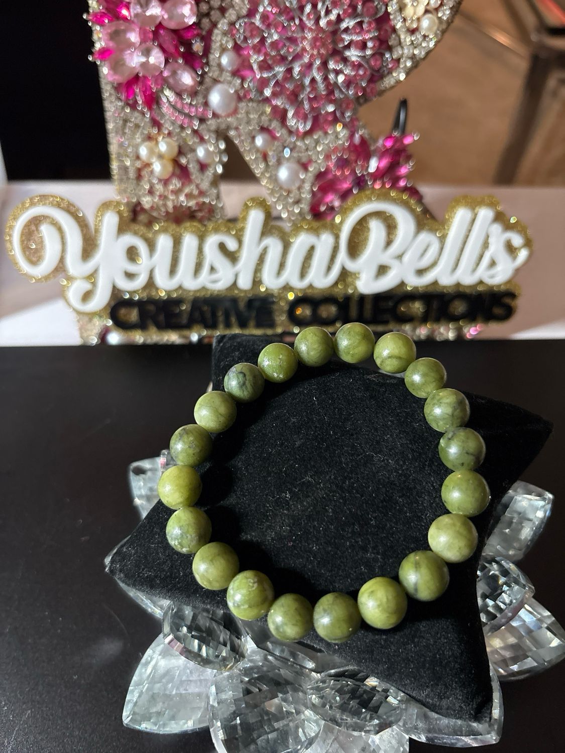 Natural Green Jade Gemstone Beaded Bracelet