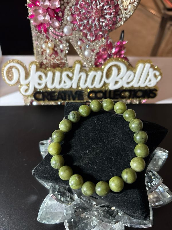 10mm Natural Green Jade Gemstone Beaded Bracelet