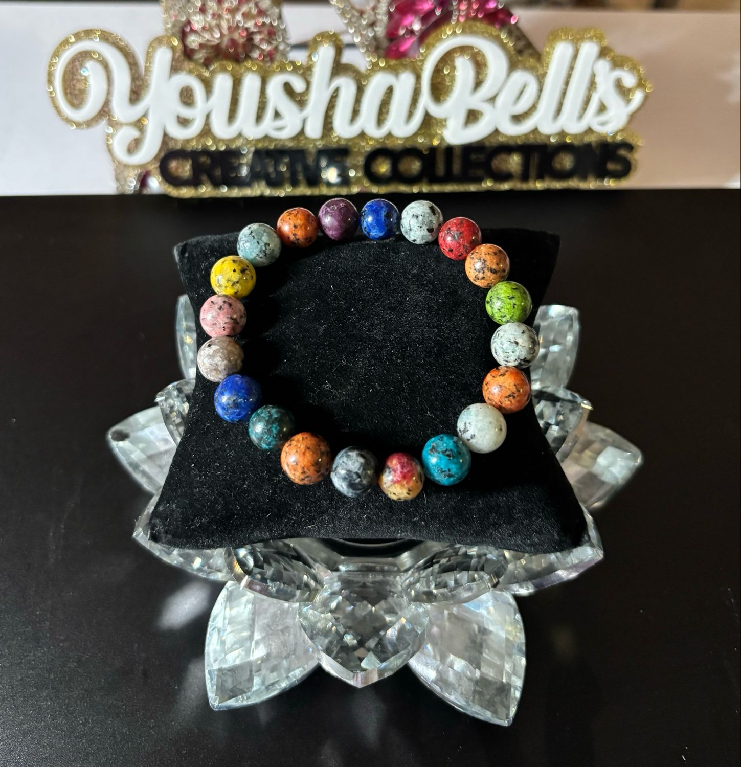 Natural Multicolor Marbling Agate Stone Bracelet