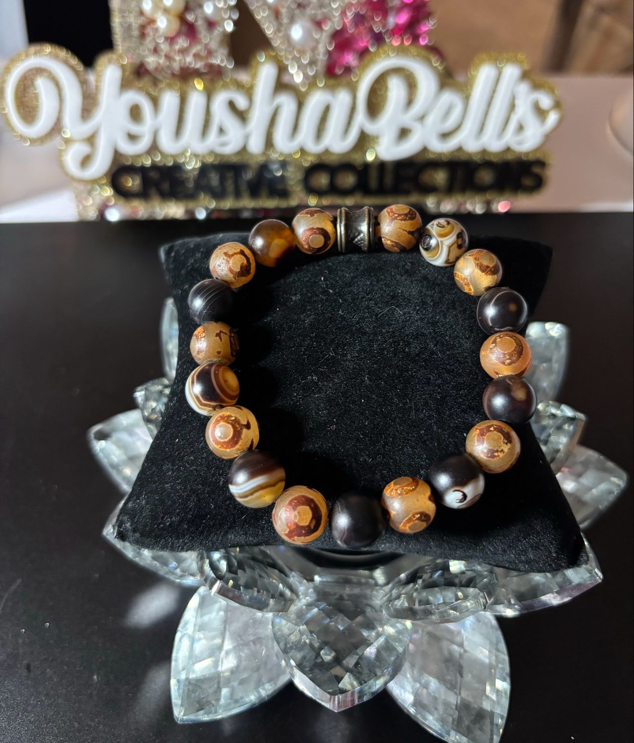 10mm Mixed Brown Natural Tone Beaded Bracelet