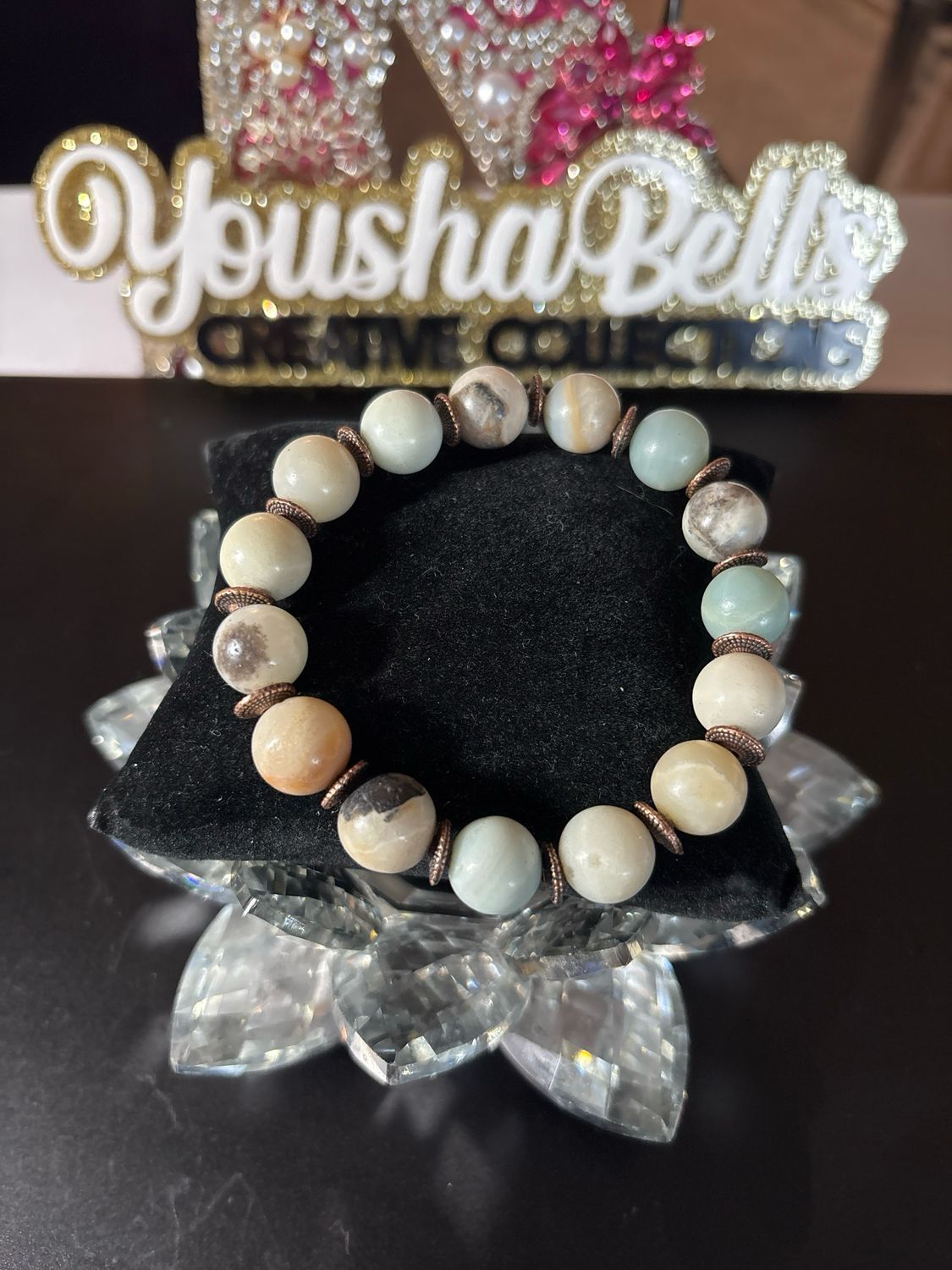 12mm Amazonite Smooth Beaded Bracelet with Spacers