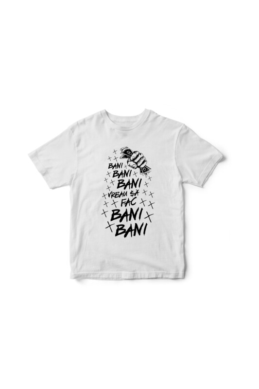 Tricou alb Bani Bani Bani