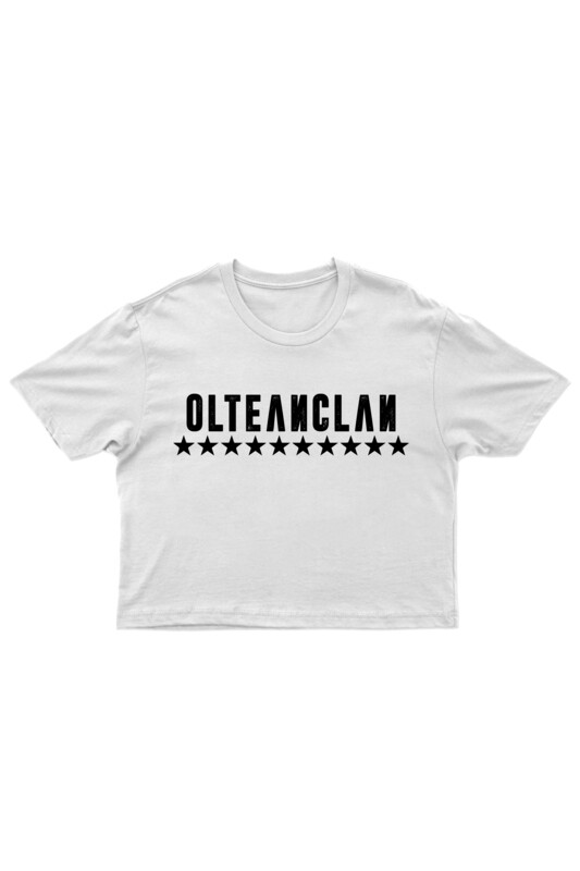 Tricou cropped alb Femei Olteanclan