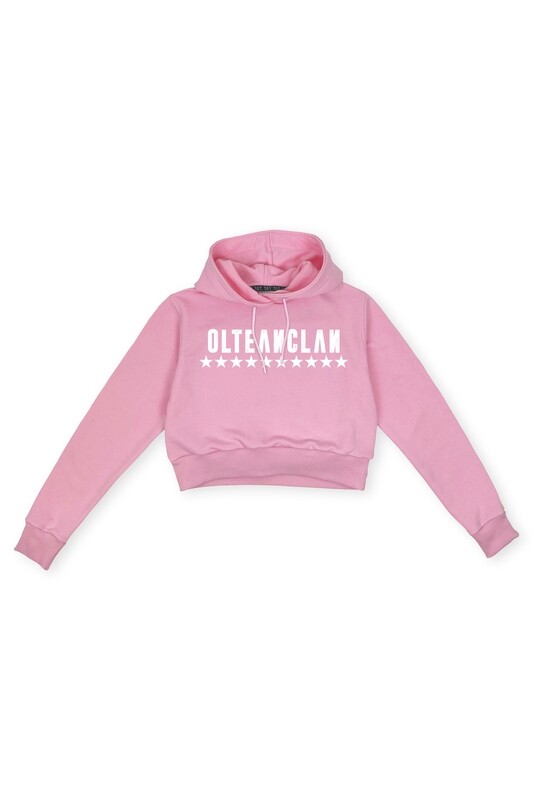 Hanorac crop roz Olteanclan
