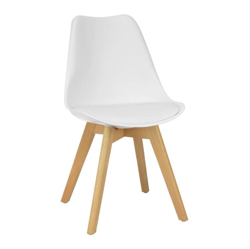 Silla blanca con patas de madera Silla blanca con patas de madera