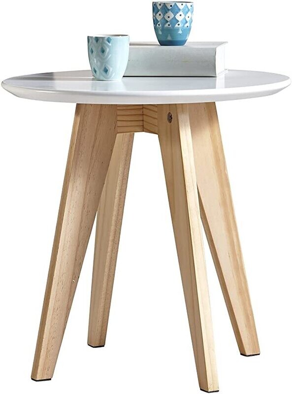 Mesa auxiliar blanca con patas de madera Mesa auxiliar blanca con patas de madera