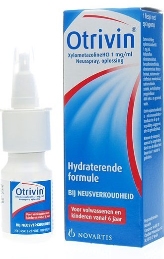 Otrivine neusspray. Gebruik deze spray bij een &#39;lekkende&#39; neus (druipneus).