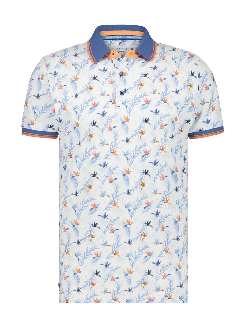 A fish named Fred Polo hummingbird floral Blauw 28.309