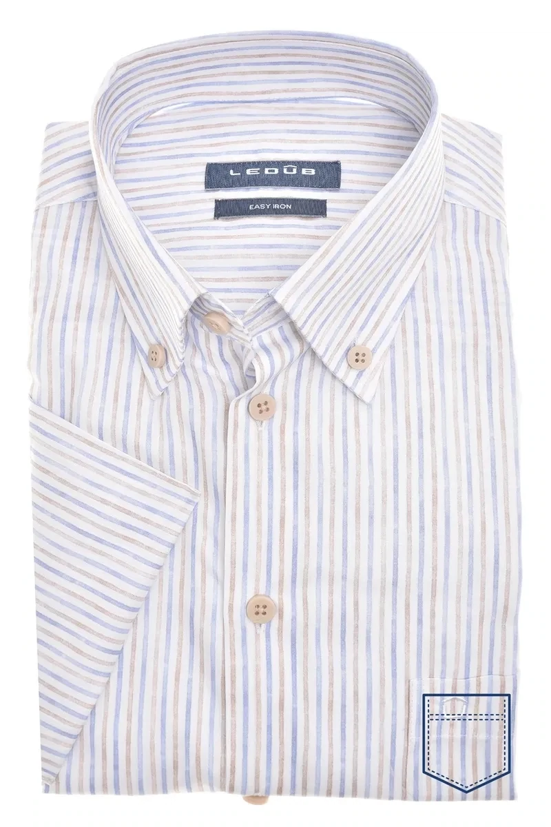 Ledub Shirts Stripe:Overhemd korte mouw Blauw 0142411