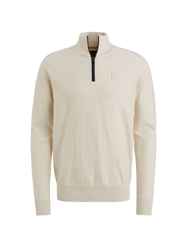 PME Legend Half zip collar cotton modal Bone White PKW2502328