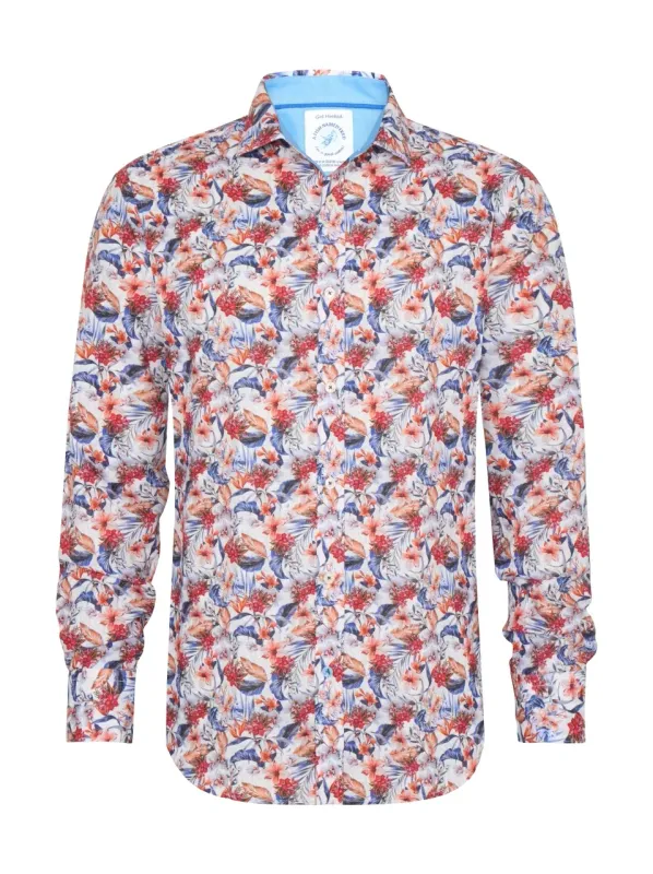 A fish named Fred Shirt floral Multi Color Coral 31.015