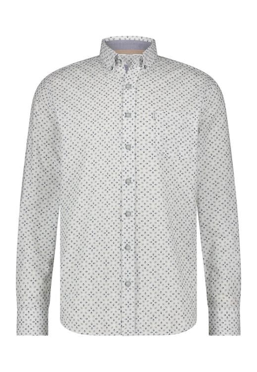 State of Art Shirt LS Print Struc wit:grijsblauw 21415312