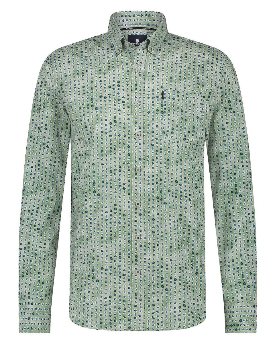 State of Art Shirt LS Printed Pop wit:bladgroen 21415012