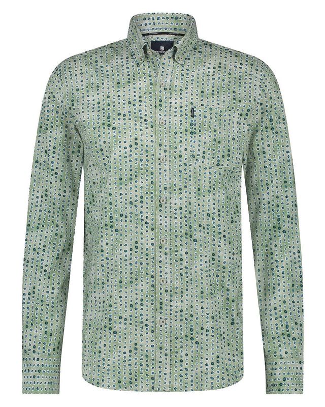 State of Art Shirt LS Printed Pop wit:bladgroen 21415012