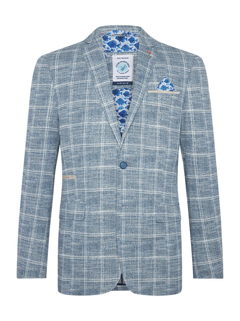 A fish named Fred Blazer travel check Cobalt 31.107