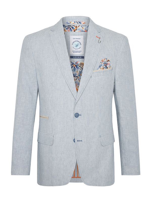 A fish named Fred Blazer linen stripe Blauw 31.102