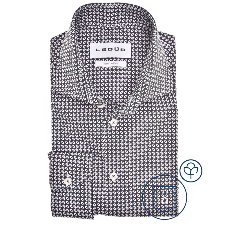 Ledub Shirts Print:Overhemd Donkerblauw 190 0142800
