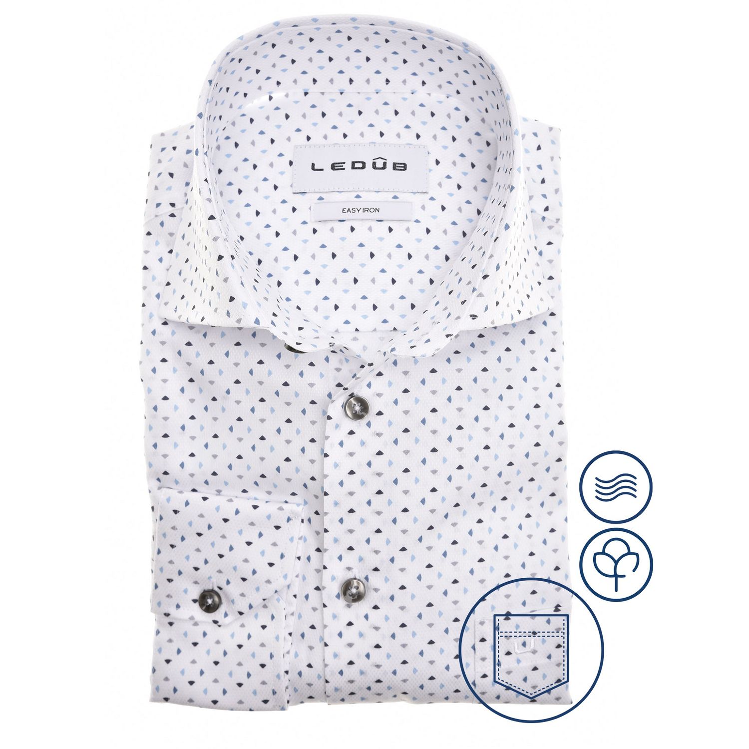 Ledub Shirts Print:Overhemd Wit/beige 916 0142837