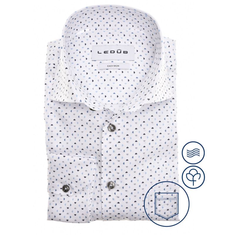 Ledub Shirts Print:Overhemd Wit/beige 916 0142837