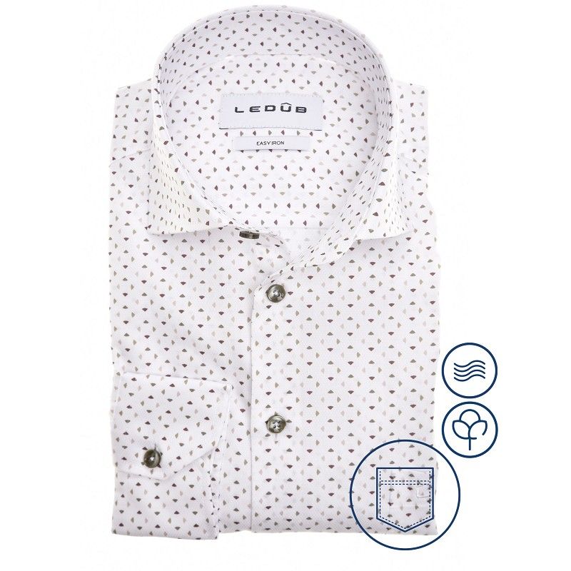 Ledub Shirts Print:Overhemd Wit/groen 915 0142837