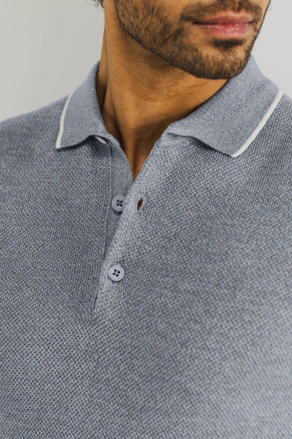 State of Art Poloshirt Knitted SS grijsblauw:warm grijs 47115077