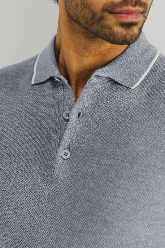 State of Art Poloshirt Knitted SS grijsblauw:warm grijs 47115077