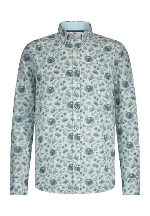 State of Art Shirt LS Print Struc wit:mintblauw 21415348
