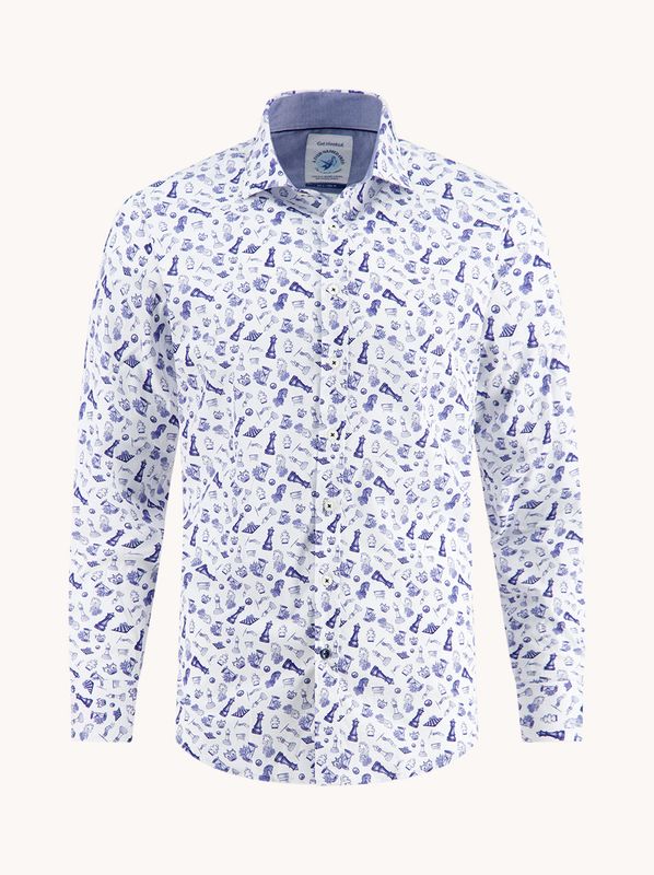 A fish named Fred Shirt chess Blauw 32.002